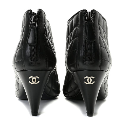 Chanel Calfskin Quilted Cap Toe Short Boots 40.5 Black 4 of 10