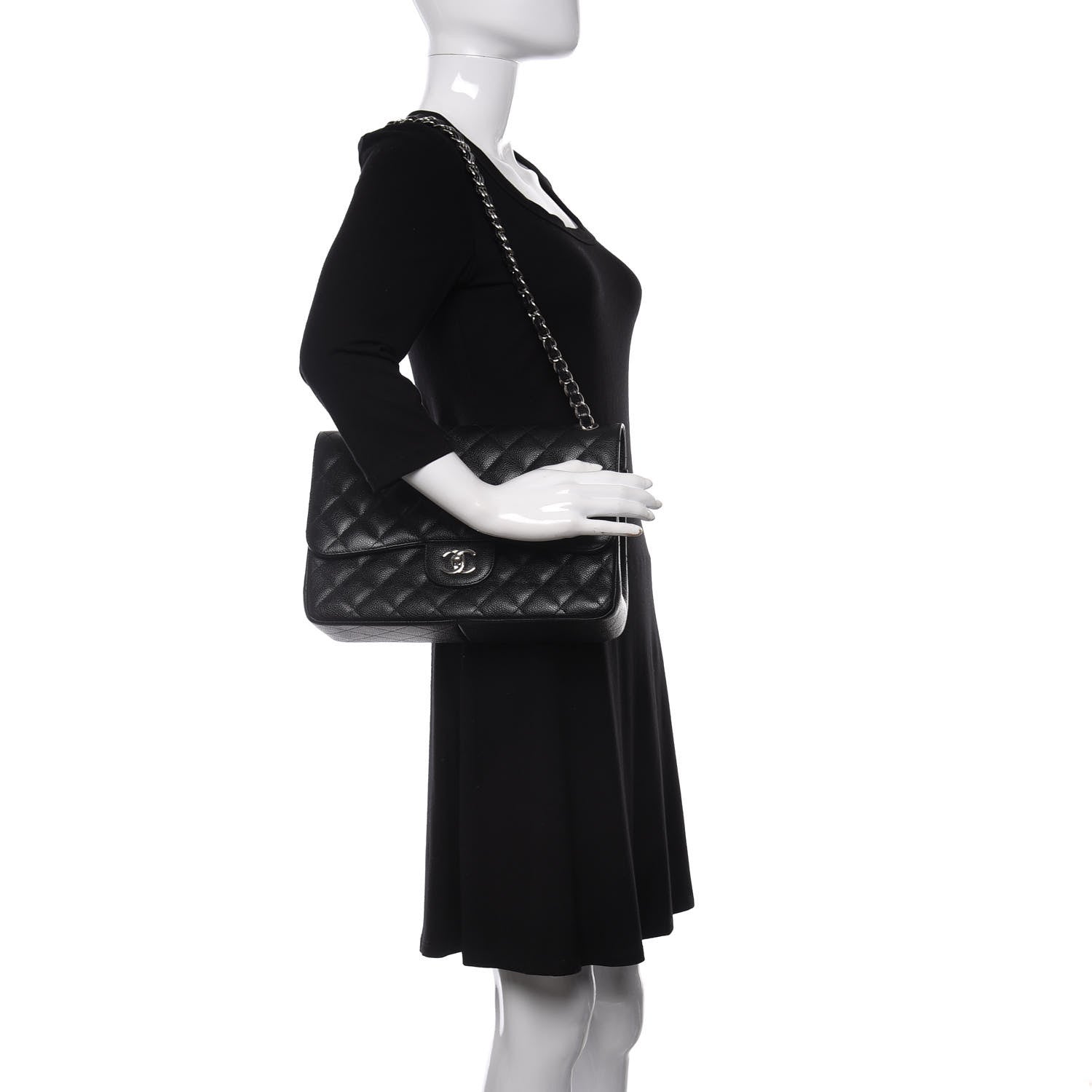 Chanel Caviar Quilted Jumbo Double Flap Black 2 of 9