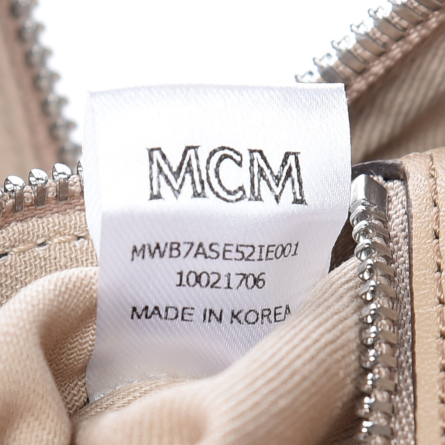 MCM Calfskin Ottomar Monogram Small Boston Bag Beige 9 of 9