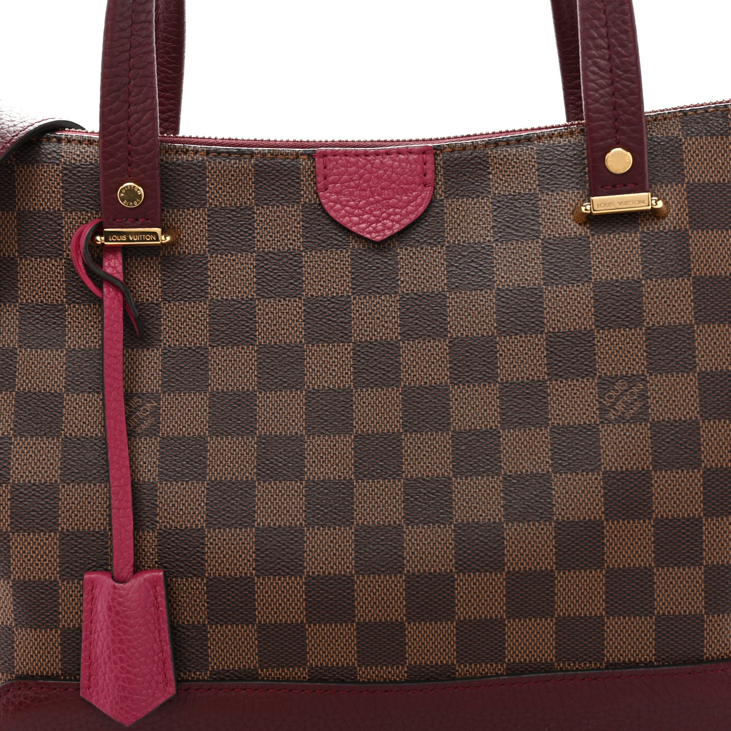 Louis Vuitton Damier Ebene Cuir Taurillon Hyde Park Fuchsia