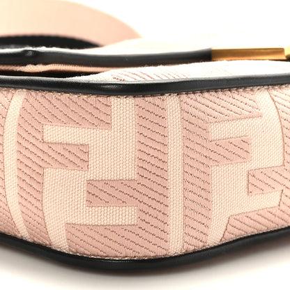 Fendi Canvas Vitello King FF Embroidered Baguette Rosa Quarzo Black 7 of 8