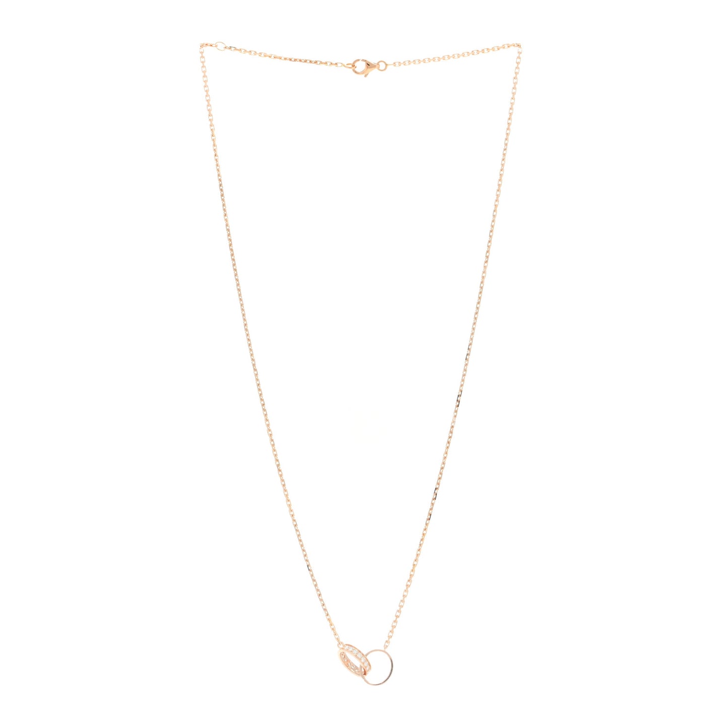 18K Pink Gold Diamond Interlocking LOVE Necklace