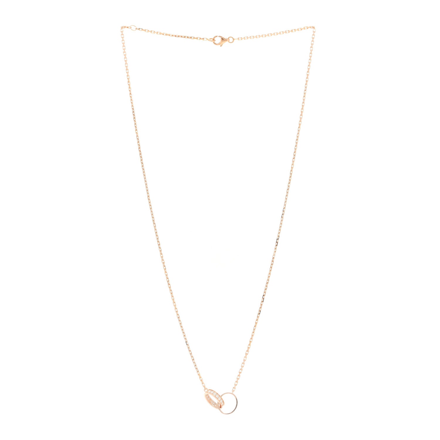 Cartier 18K Pink Gold Diamond Interlocking LOVE Necklace 2 of 3