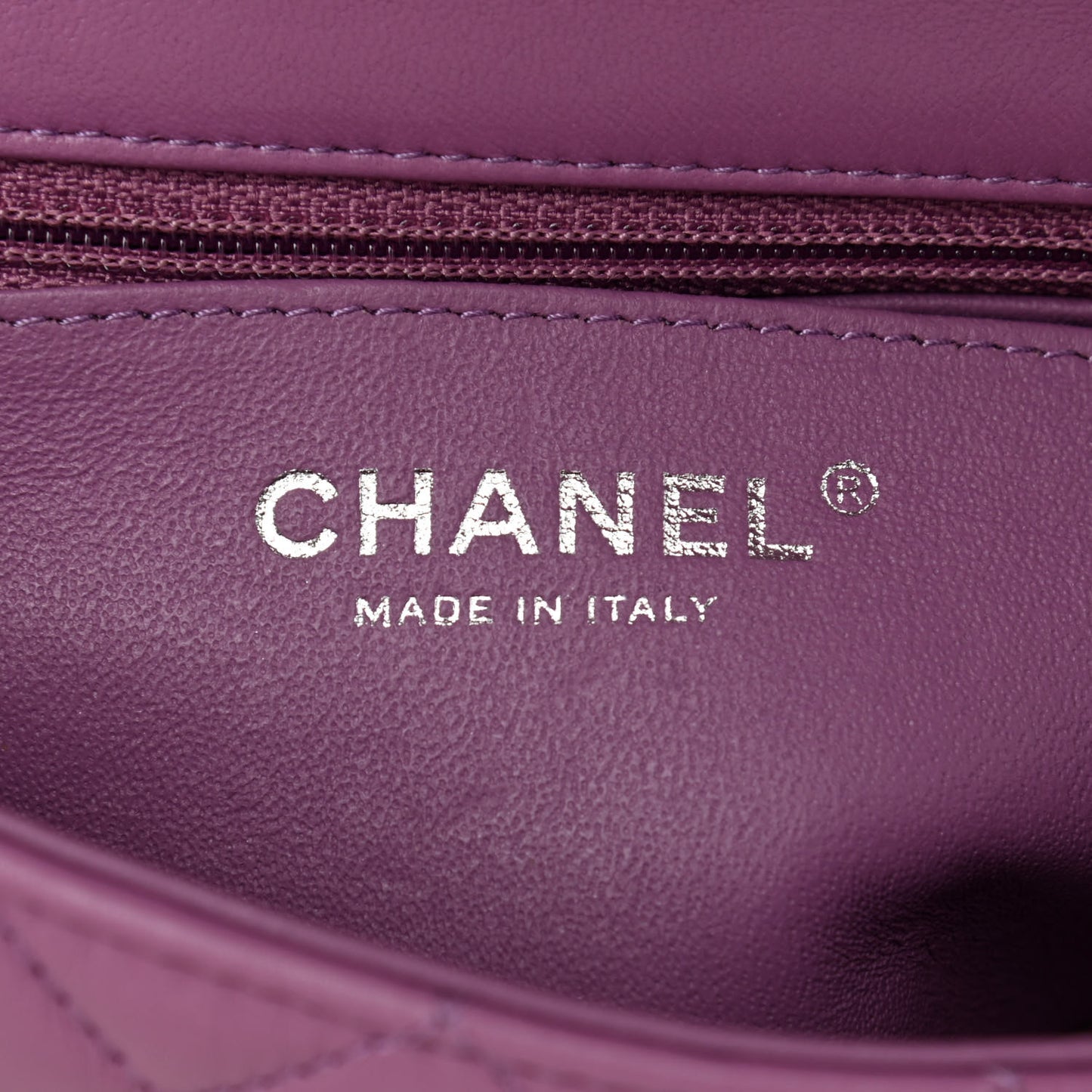 Lambskin Quilted Mini Rectangular Flap Purple