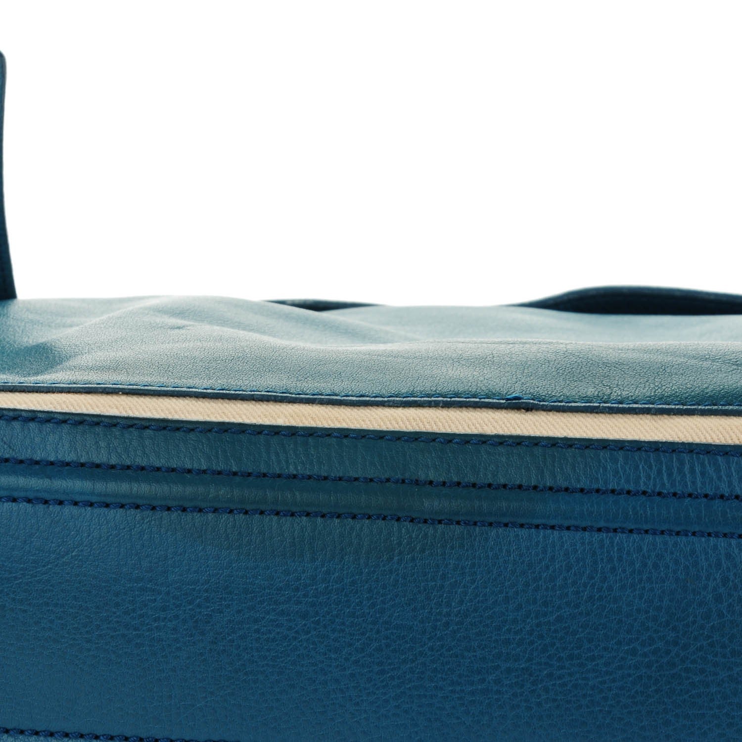 Saint Laurent Calfskin Canvas Medium Muse Two Turquoise 5 of 8