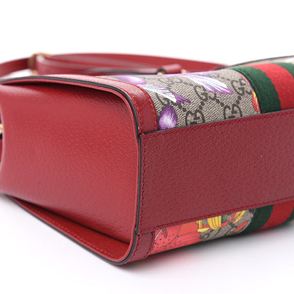 Gucci GG Supreme Monogram Flora Web Small Ophidia Tote Bag Red 9 of 10