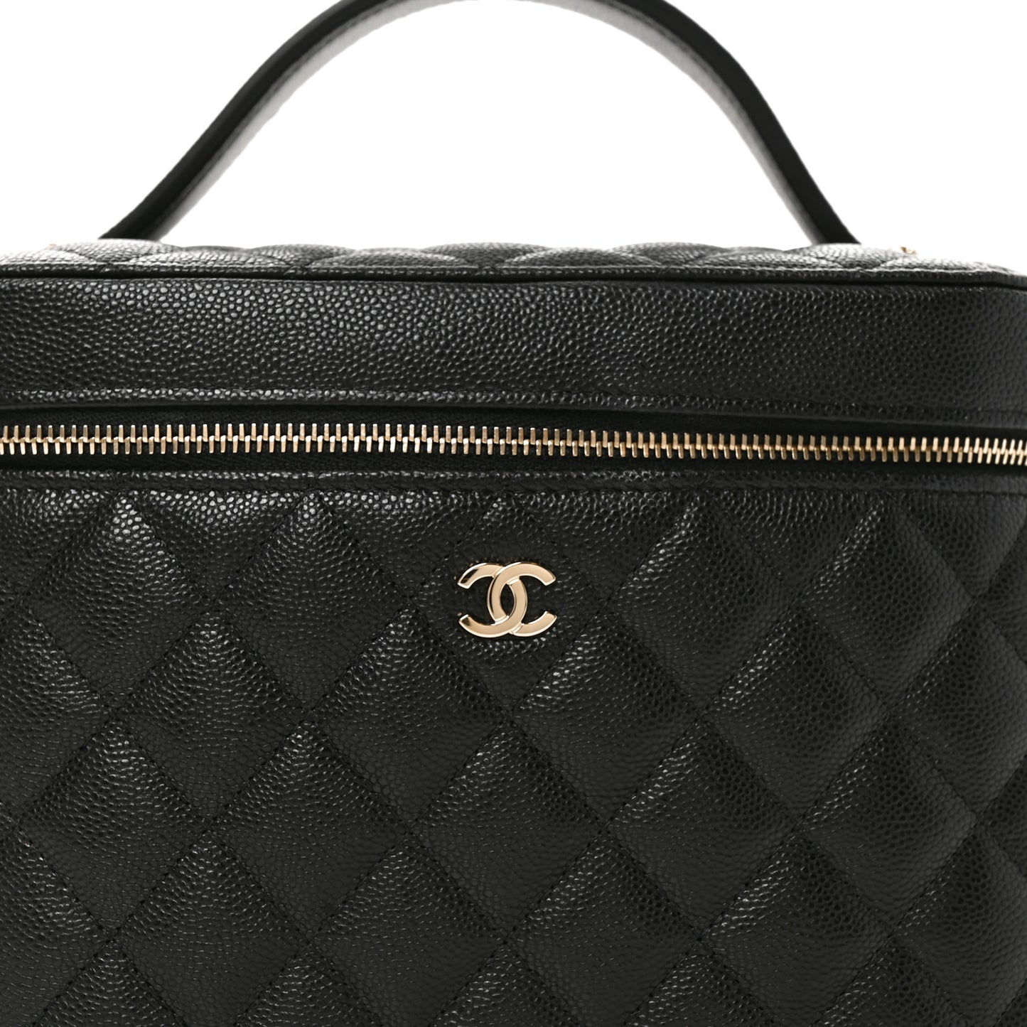 Caviar Quilted Large Vanity Pouch Black