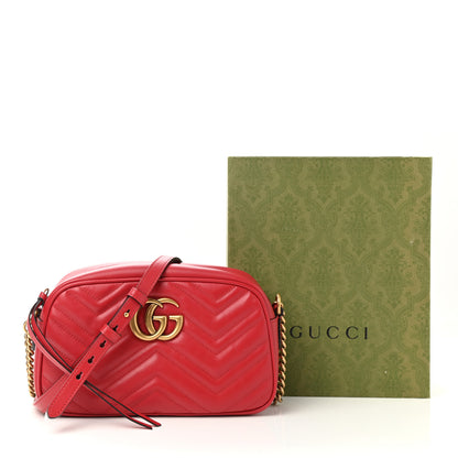 Gucci Calfskin Matelasse Small GG Marmont Chain Shoulder Bag Hibiscus Red 11 of 11