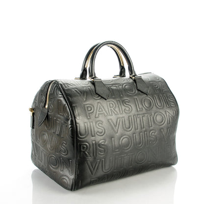 Louis Vuitton Calfskin Embossed Speedy Cube 30 Black 3 of 7