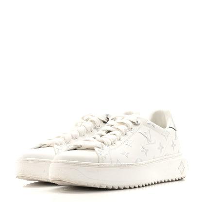 Louis Vuitton Calfskin Monogram Debossed Time Out Sneakers 38 White Silver 4 of 12