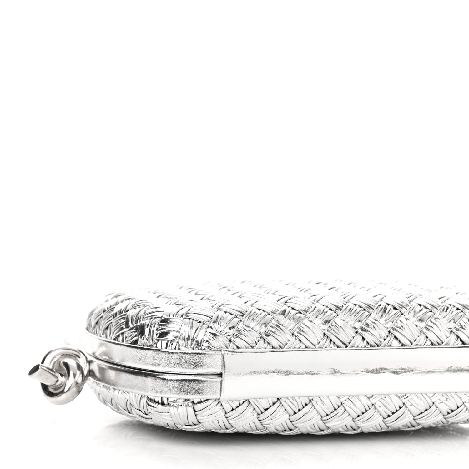 Bottega Veneta Metallic Calfskin Intrecciato Knot On Strap Silver 9 of 10