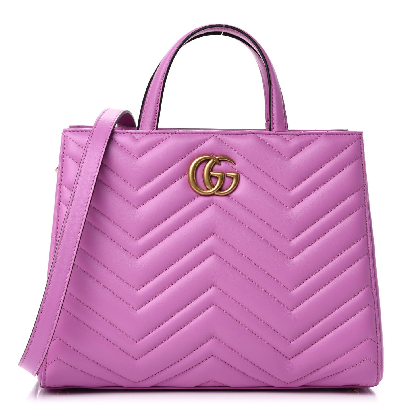 Calfskin Matelasse Small GG Marmont Tote Candy Mousse