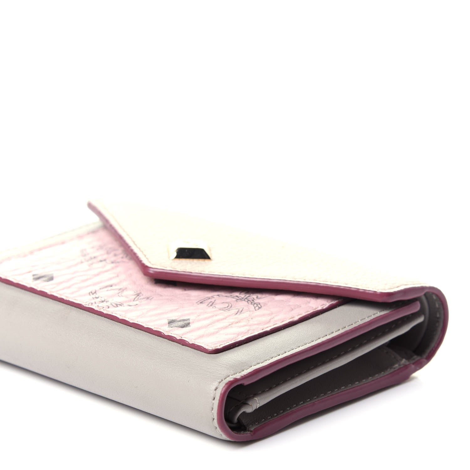 MCM Visetos Mini Love Letter Flap Wallet Pink Beige 9 of 12