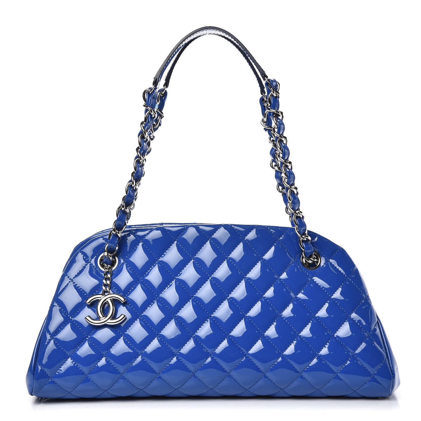 Patent Quilted Medium Just Mademoiselle Blue Fonce