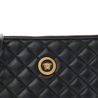 Versace Calfskin Quilted Small Tribute Icon Pouch Black 6 of 10