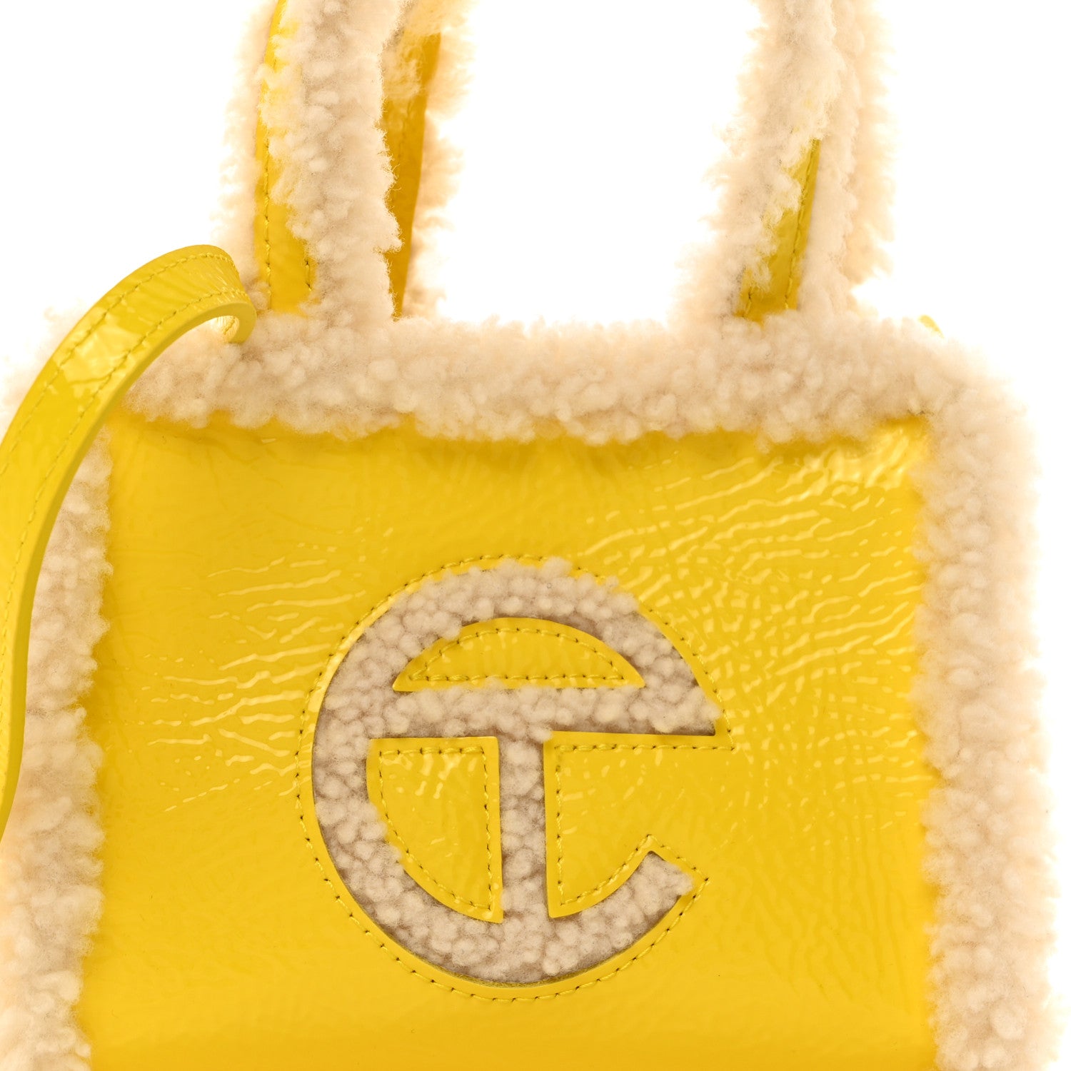 Telfar X UGG Crinkle Patent Shearling Small Shopping Bag Taxi 8 of 10