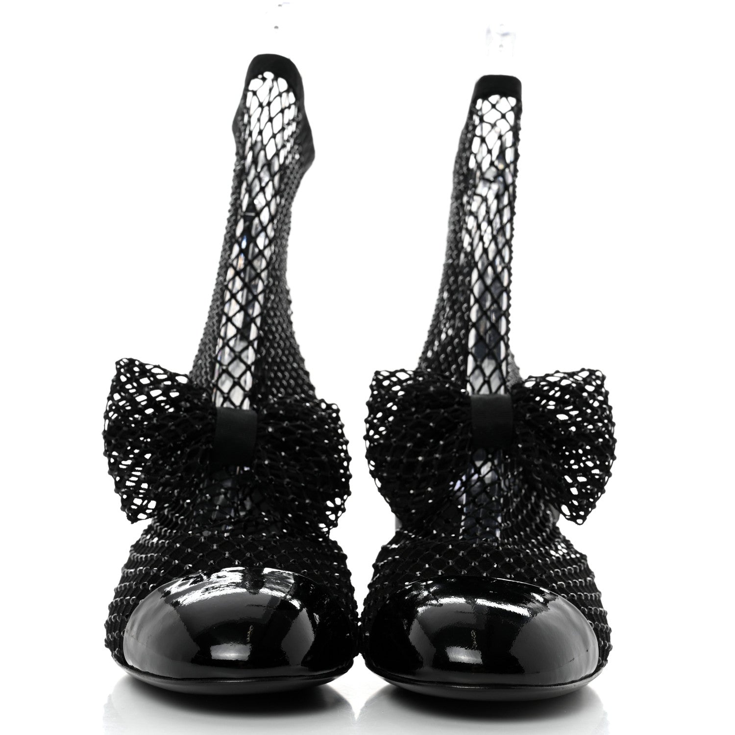 Chanel Resille Strass Kid Suede Patent Mary Jane Short Boots 36 Black 2 of 7