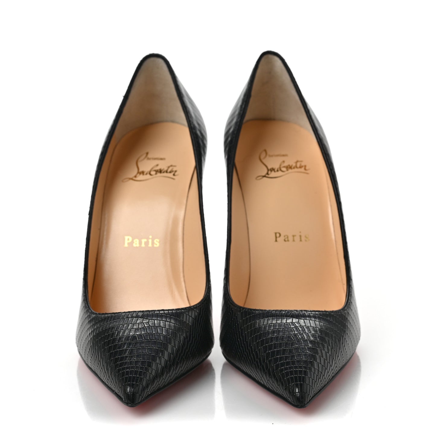 Calfskin Iguana Embossed Kate 100 Pumps 35 Black