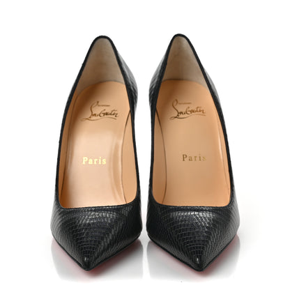 Christian Louboutin Calfskin Iguana Embossed Kate 100 Pumps 35 Black 2 of 7