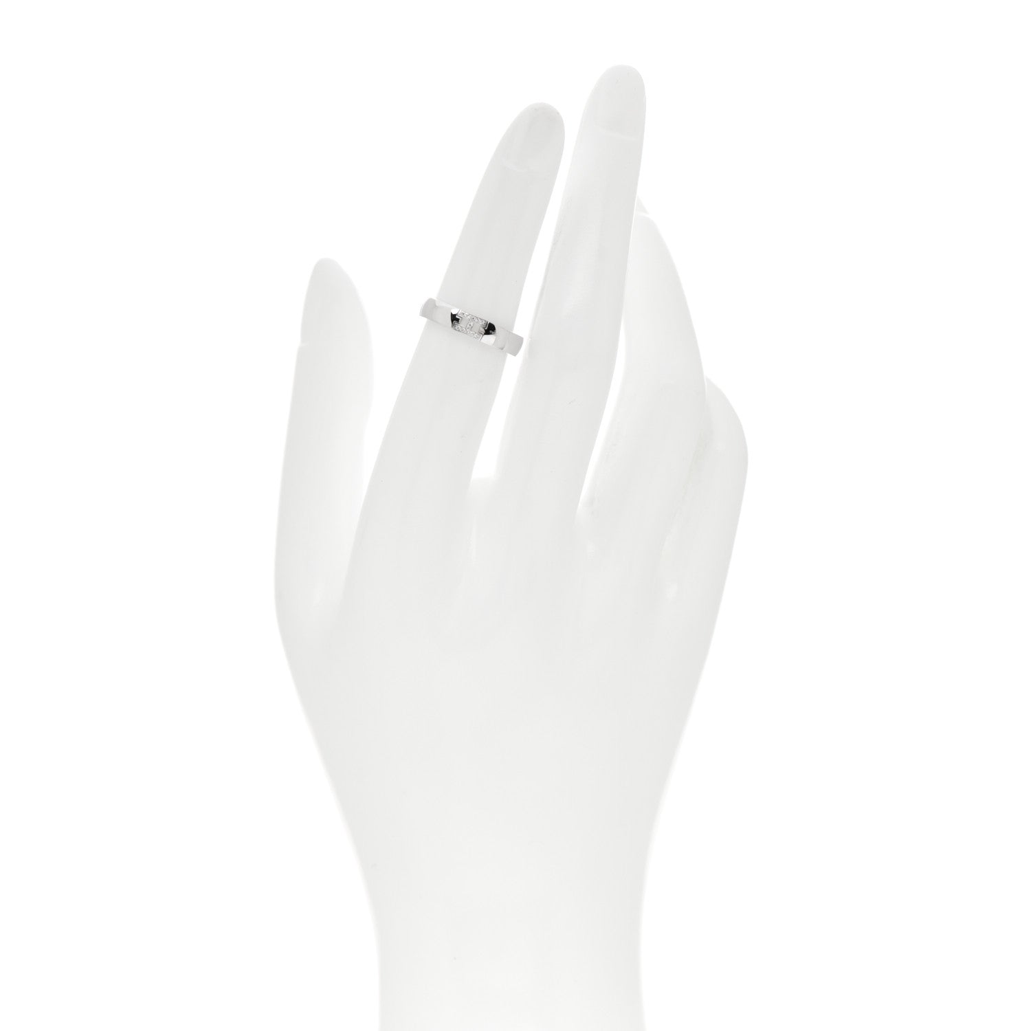 Hermes 18K White Gold Diamond Ever Herakles Wedding Band Ring 50 5.25 2 of 5