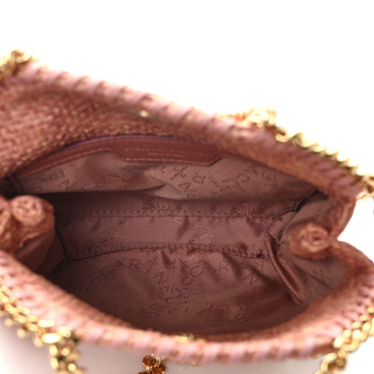 Stella McCartney Metallic Woven Raffia Tiny Fold Over Falabella Pink Gold 4 of 7