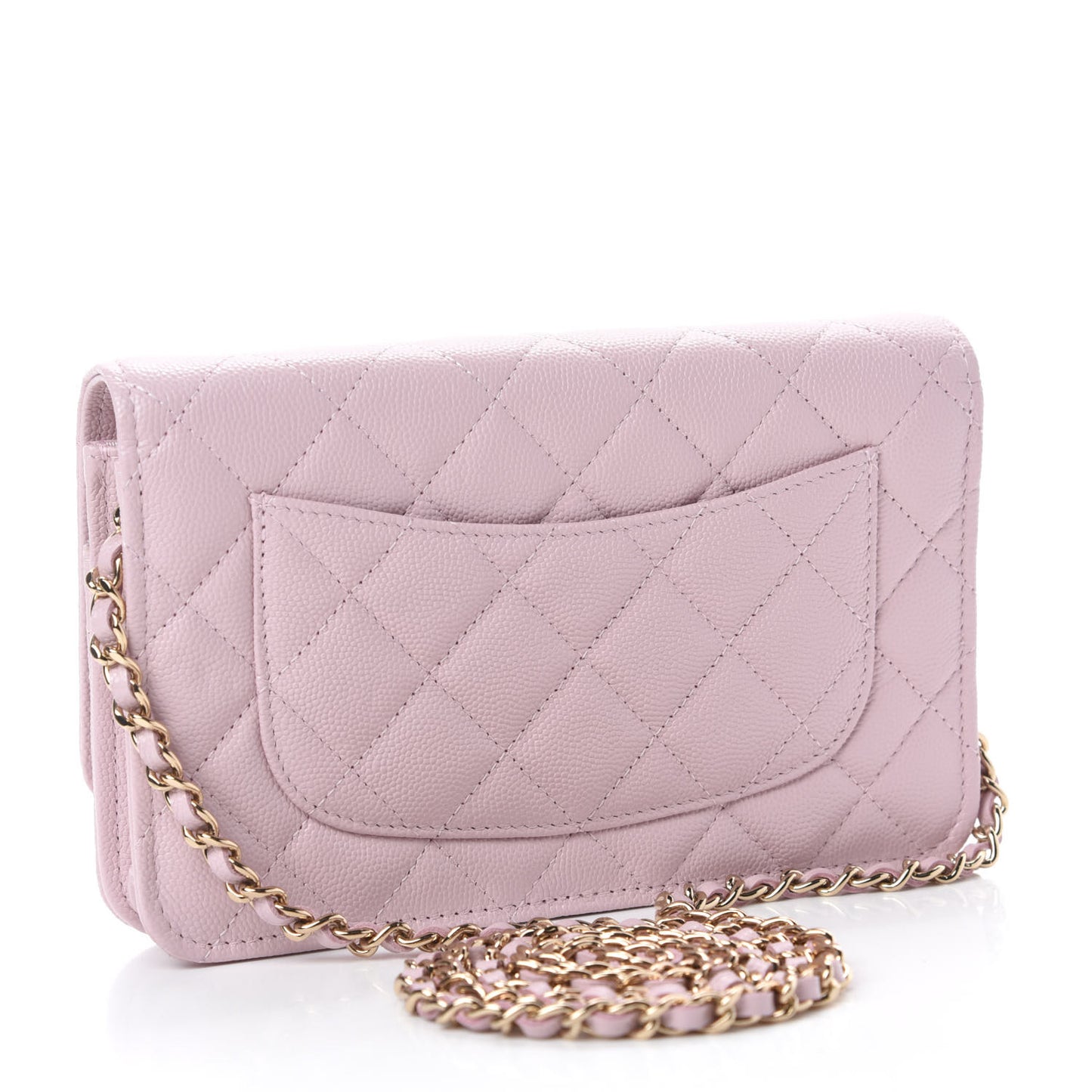 Caviar Quilted Wallet On Chain WOC Light Pink