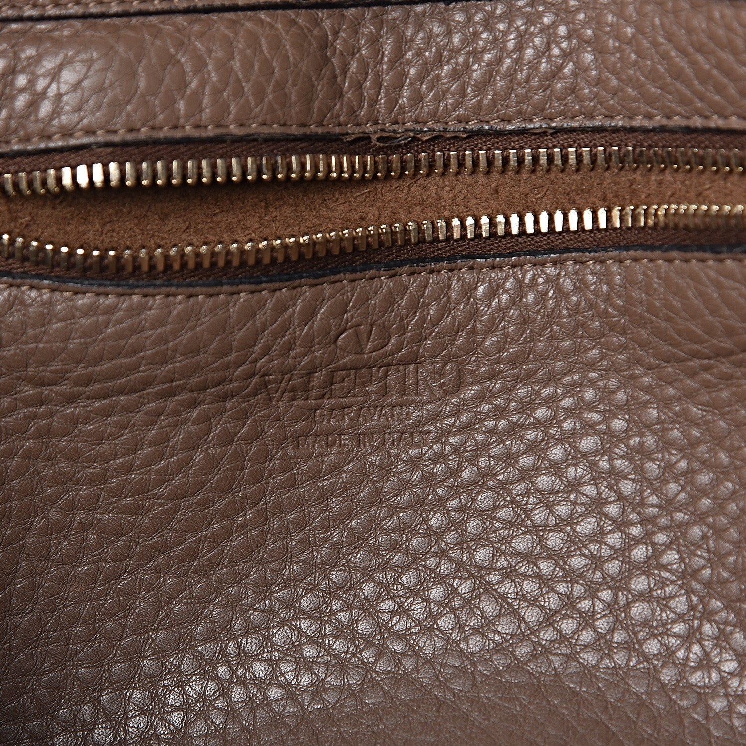 Valentino Garavani Pebbled Calfskin Medium Rockstud Tote Brown 7 of 16