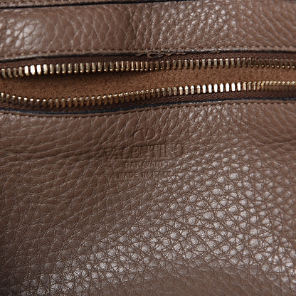 Valentino Garavani Pebbled Calfskin Medium Rockstud Tote Brown 7 of 16