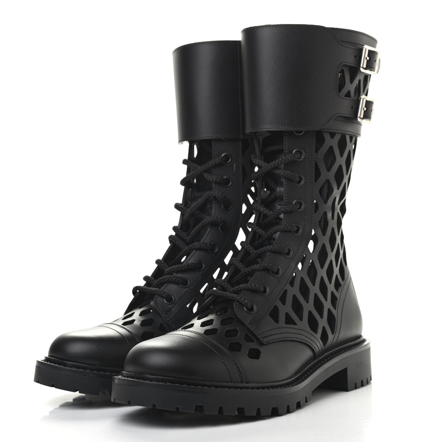 Christian Dior Matte Calfskin Womens D-Trap 30mm Tall Boots 37.5 Black 3 of 8