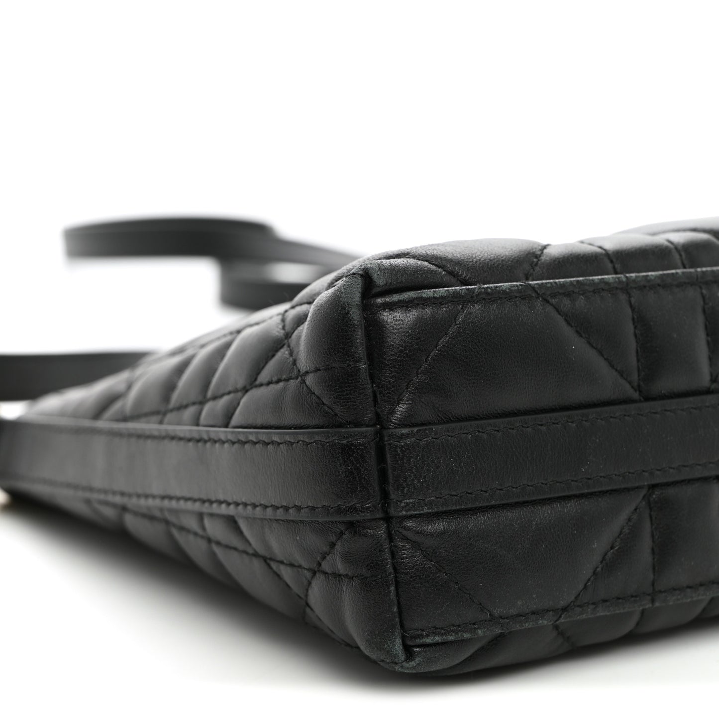 Calfskin Macrocannage Miss Caro Diorling Mini Bag with Chain Black