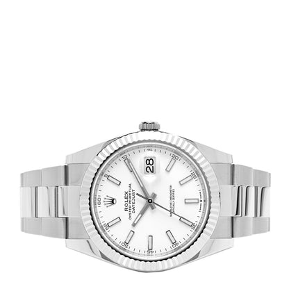 Rolex Stainless Steel 18K White Gold 41mm Oyster Perpetual Datejust Watch White 126334 2 of 5