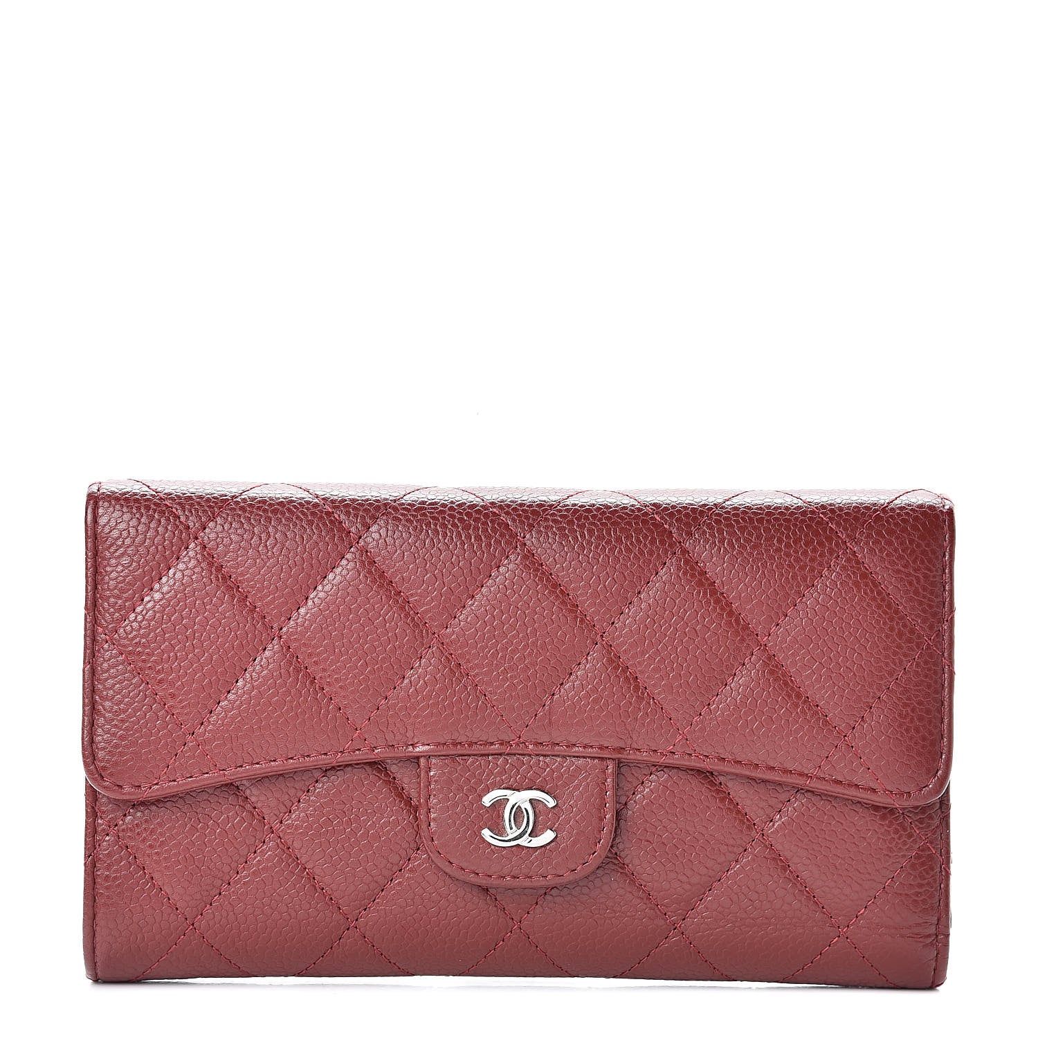 Chanel Caviar Quilted Large Flap Wallet Dark Red 1 of 9