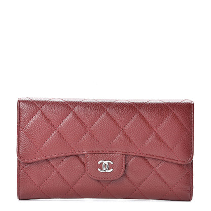 Chanel Caviar Quilted Large Flap Wallet Dark Red 1 of 9