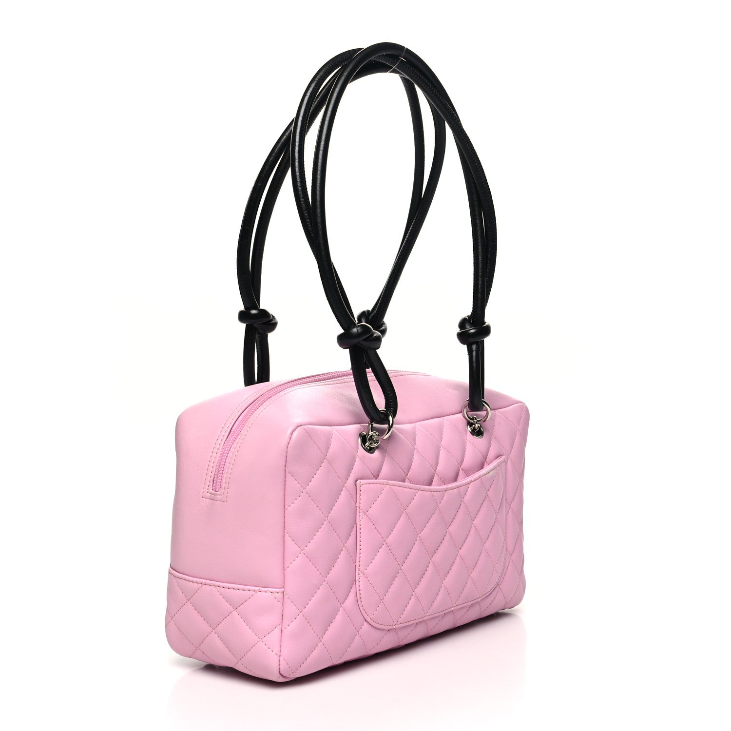 Chanel Calfskin Quilted Large Cambon Bowler Pink Black Pink Black 3 of 15