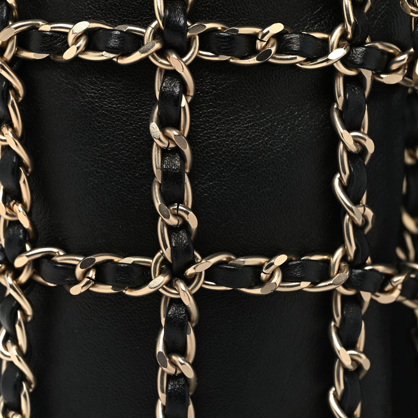 Lambskin Tech Me Out Clutch With Chain Black