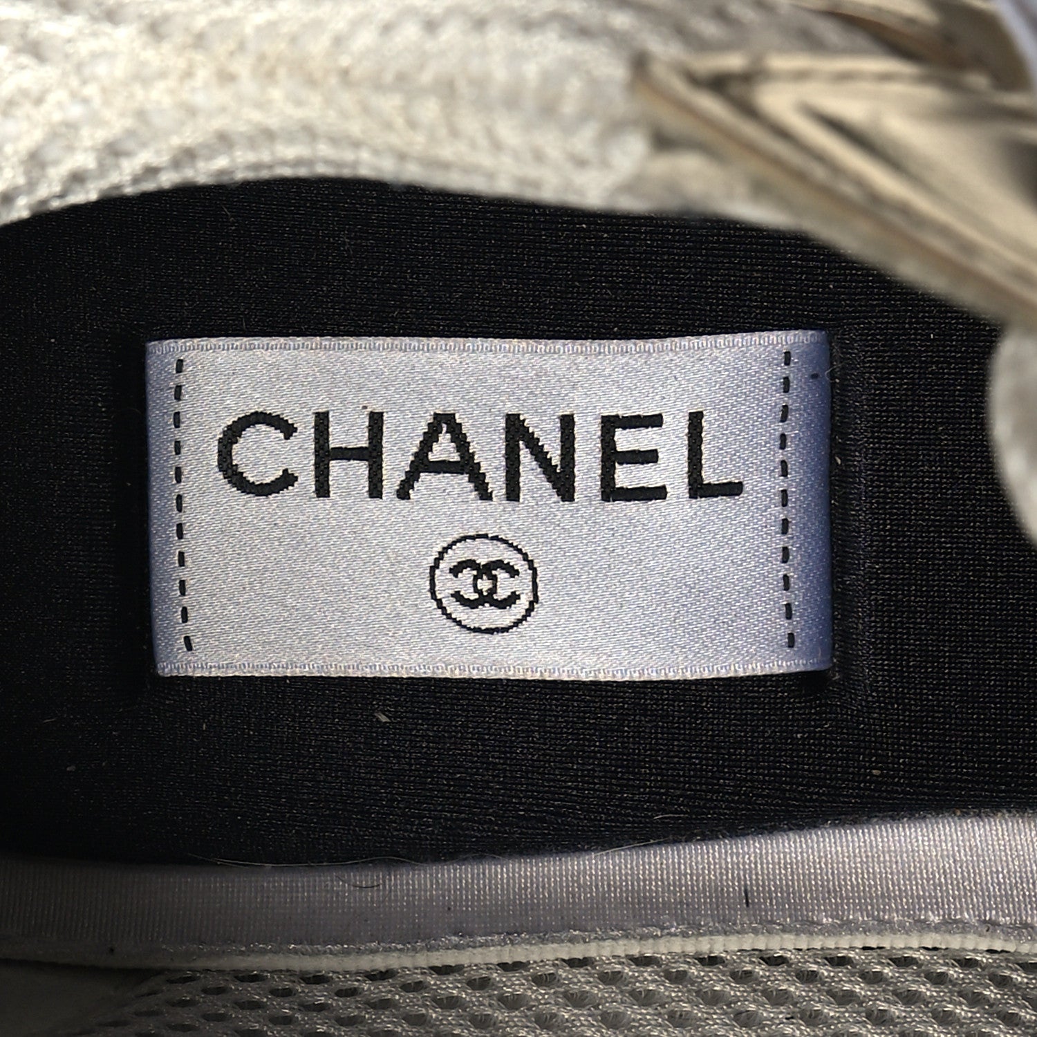 Chanel Fabric Laminated Calfskin Stretch CC Sneakers 41 White Gold Silver 8 of 10
