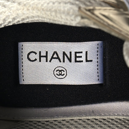 Chanel Fabric Laminated Calfskin Stretch CC Sneakers 41 White Gold Silver 8 of 10