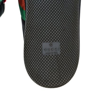 Gucci Nylon Nubuck Web Mens Screener Sneakers 8 Black Vintage Green 6 of 10