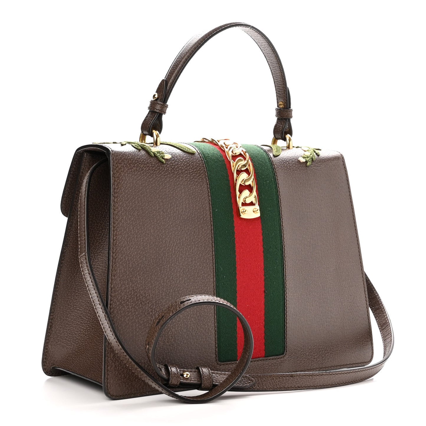 Calfskin Embroidered Medium Sylvie Top Handle Bag New Acero Multicolor