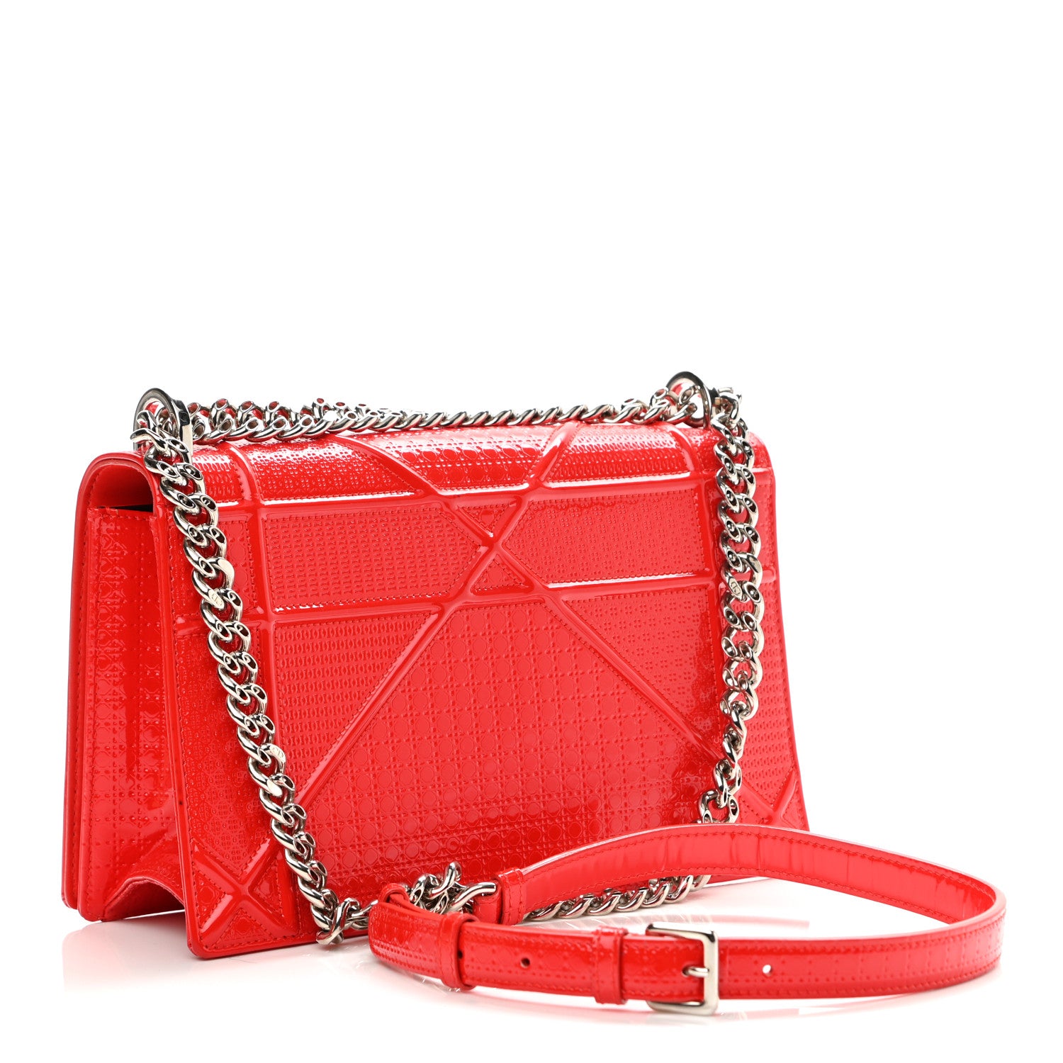 Christian Dior Patent Micro-Cannage Medium Diorama Flap Bag Red 2 of 10