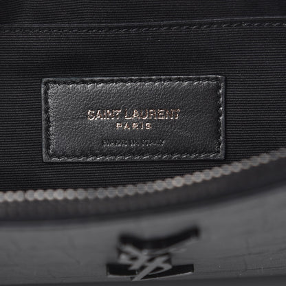 Saint Laurent Calfskin Crocodile Embossed Monogram iPad Case Black 6 of 12
