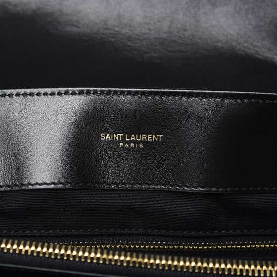 Calfskin Y Quilted Monogram Medium Loulou Chain Satchel Black