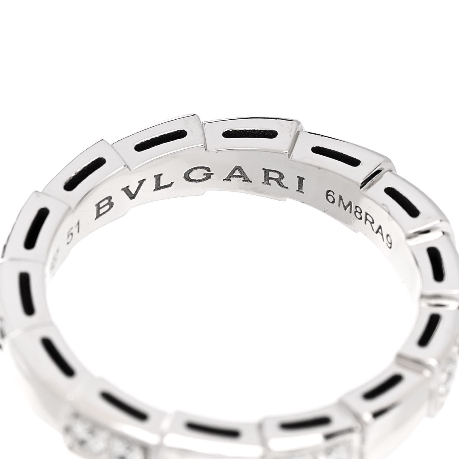 Bulgari 18K White Gold Diamond Serpenti Viper Band Ring 51 5.75 5 of 6