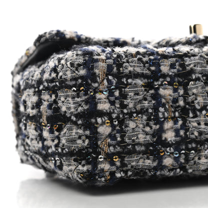 Chanel Glittered Tweed Quilted Mini Rectangular Flap Navy Blue 8 of 9