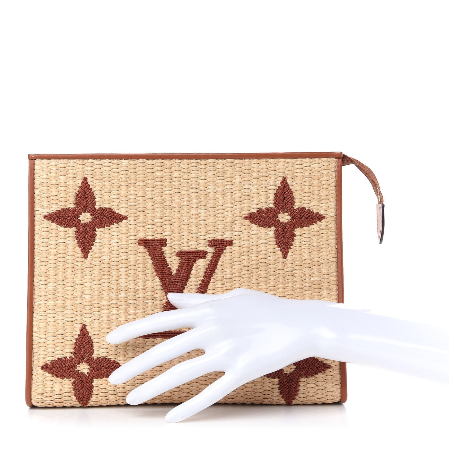 Raffia Monogram Giant Toiletry Pouch 26 Tan