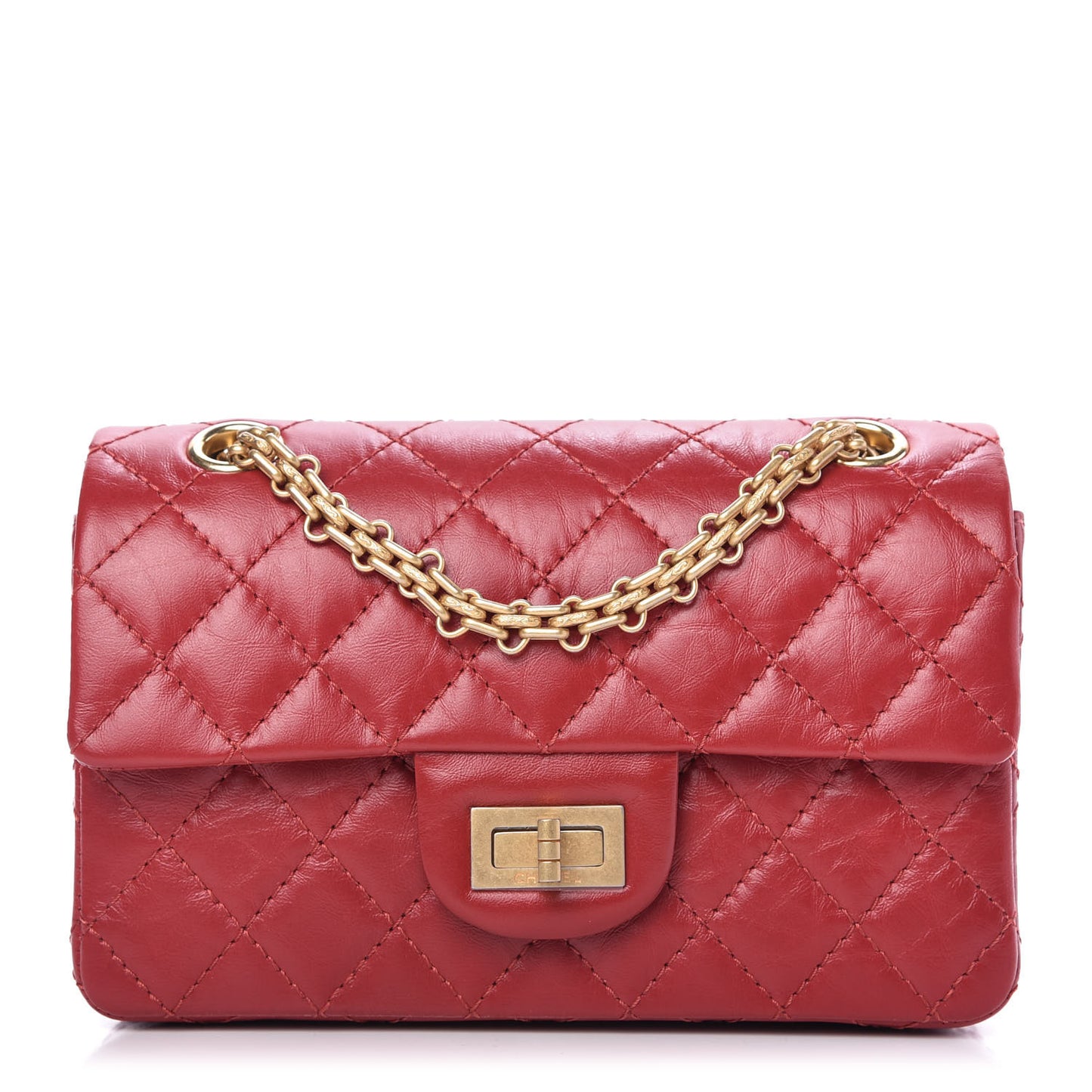 Aged Calfskin Quilted 2.55 Reissue Mini Flap Red