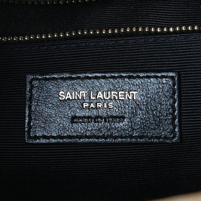 Saint Laurent Grain De Poudre Mixed Matelasse Large Triquilt Monogram Satchel Dark Beige 9 of 14