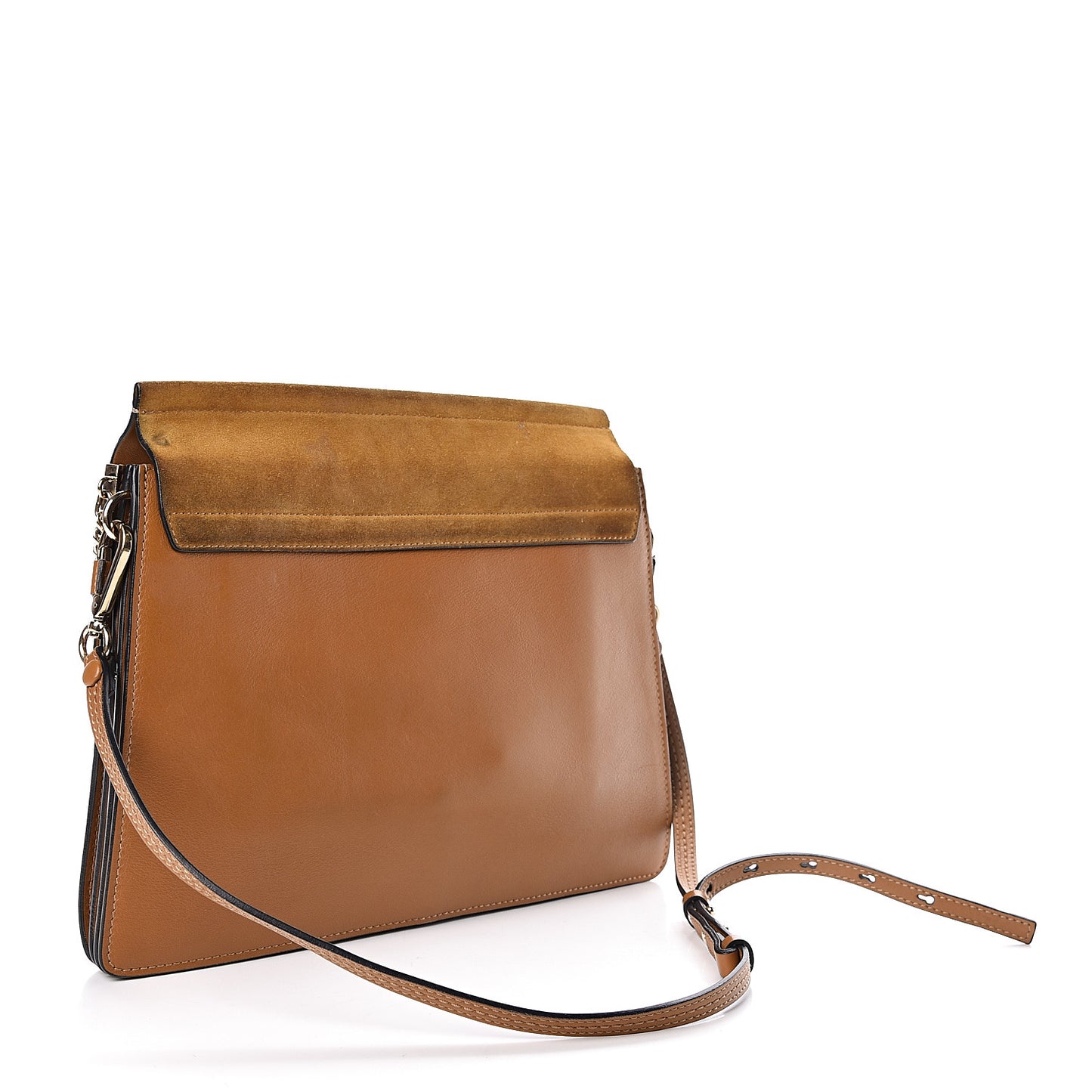 Suede Calfskin Medium Faye Shoulder Bag Mustard Brown