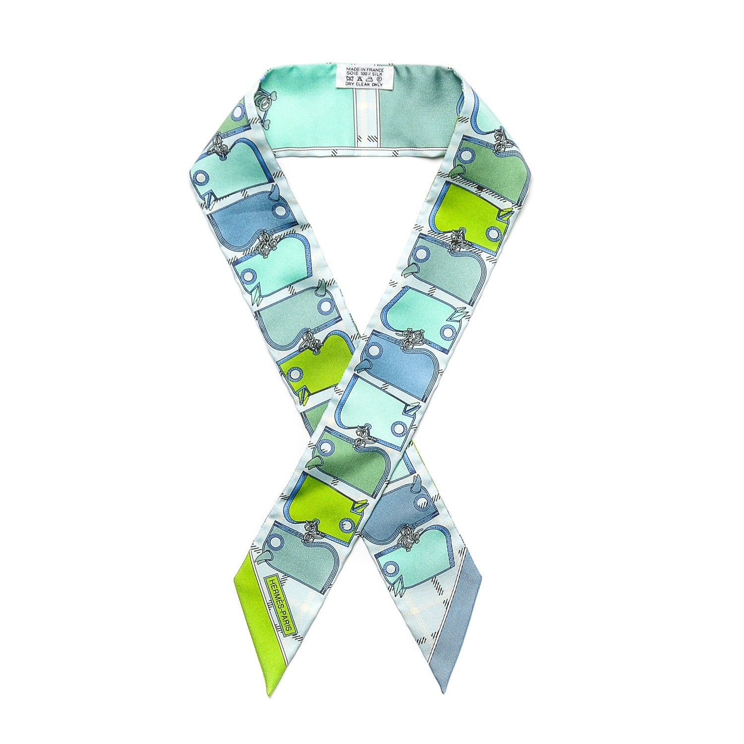Hermes Silk Camails Twilly Vert Fluo Ciel Vert D Eau 6 of 9