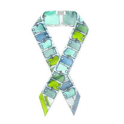 Hermes Silk Camails Twilly Vert Fluo Ciel Vert D Eau 6 of 9